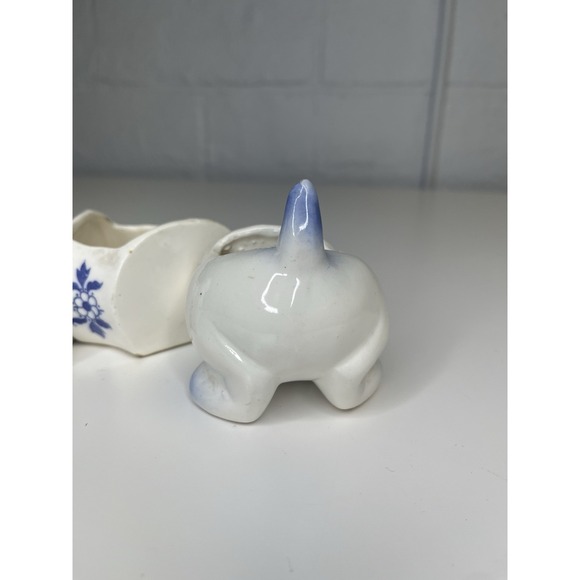 Vtg 1960's 3 Pc. Positional Blue Willow Dog Dachshund Planter Snack Tray Japan - Picture 7 of 15